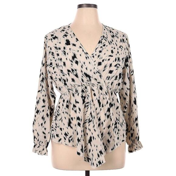 Long Sleeve Blouse Leopard Animal Print Shein Plus Size 1X - Picture 1 of 3